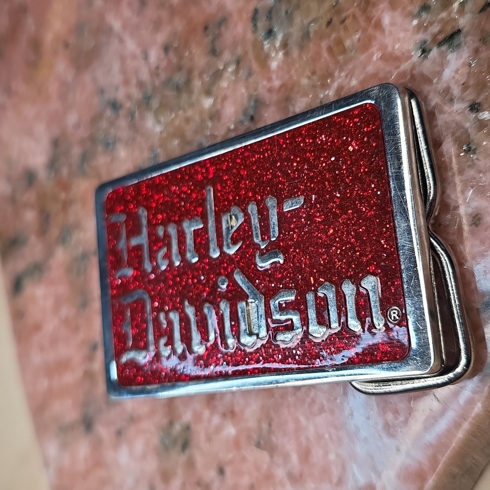 Harley-Davidson Red & Silver Metal Glitter 2006 Belt Buckle - Picture 11 of 11